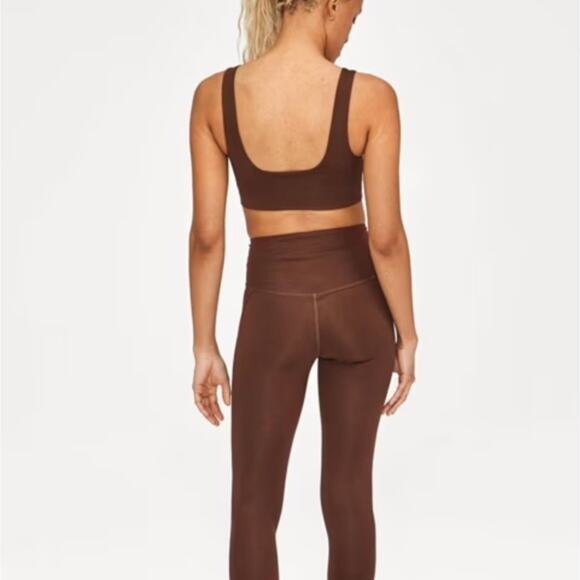 NEW Girlfriend Collective Tommy Square Neck Chocolate Brown Sports Bra - Picture 3 of 8